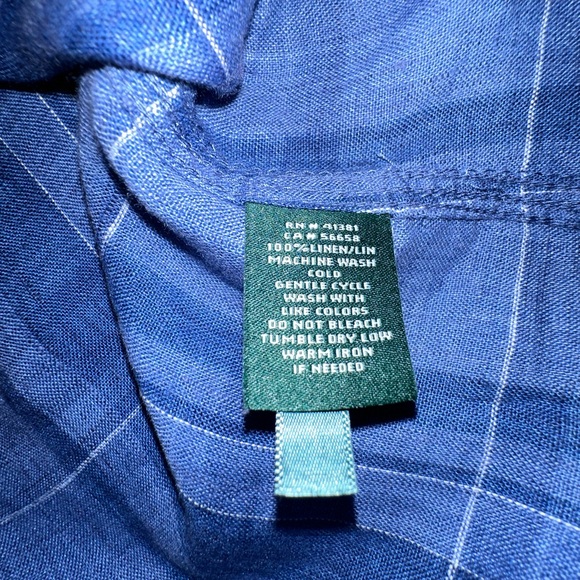 RALPH LAUREN Denim Women's Sz m Linen Plaid Button Shirt Long Sleeve Blue - Picture 2 of 4